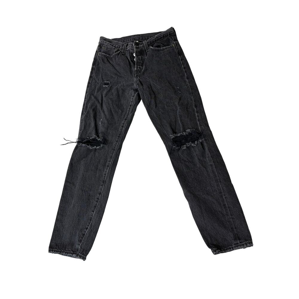 Levi’s 501 Black Distressed Jeans W27 Button Fly Ripped